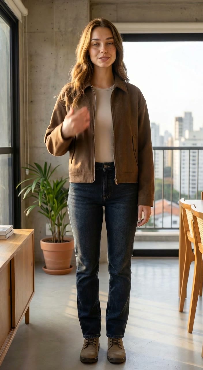 Lara de jeans — cruzando peso e altura das resenhas pra acertar o tamanho